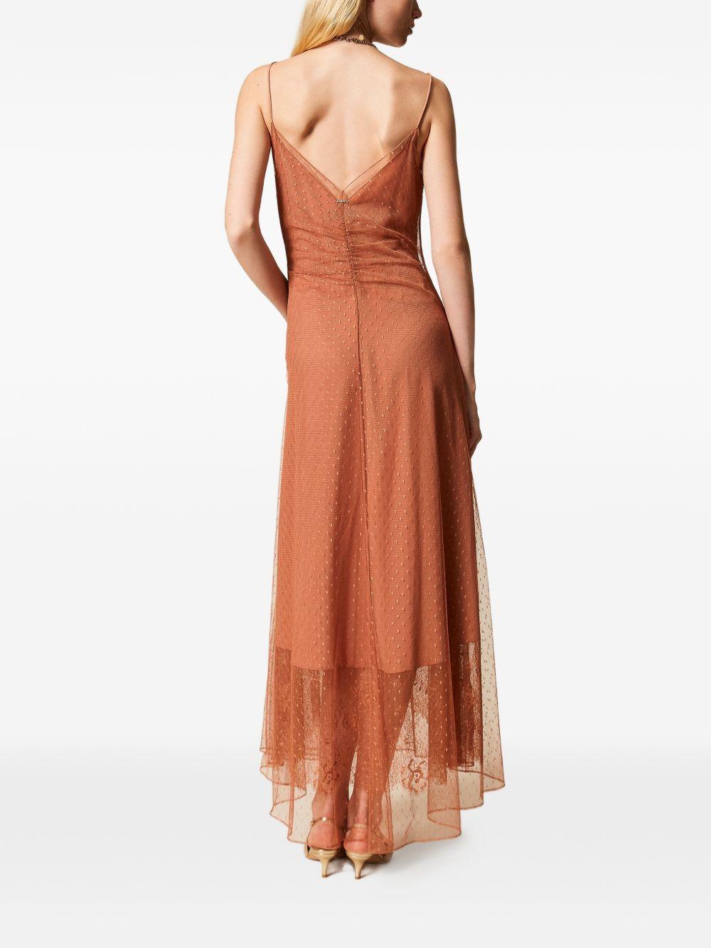 Long plumetis tulle dress with lace 261TP2360 S1528913168 TWINSET