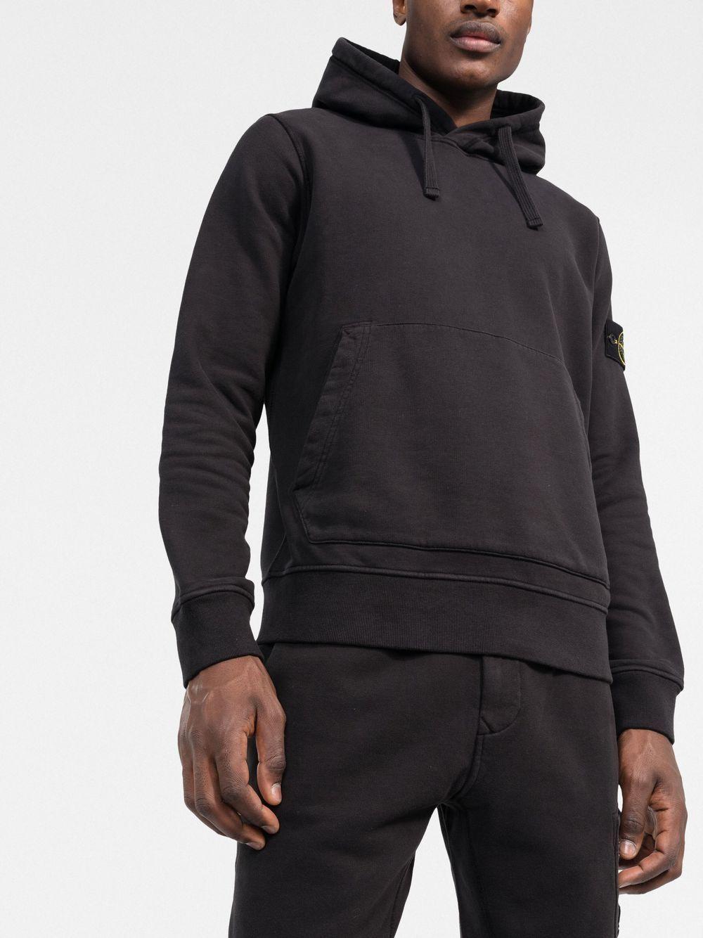 black Compass-patch cotton hoodie 771564120 V0029 STONE ISLAND