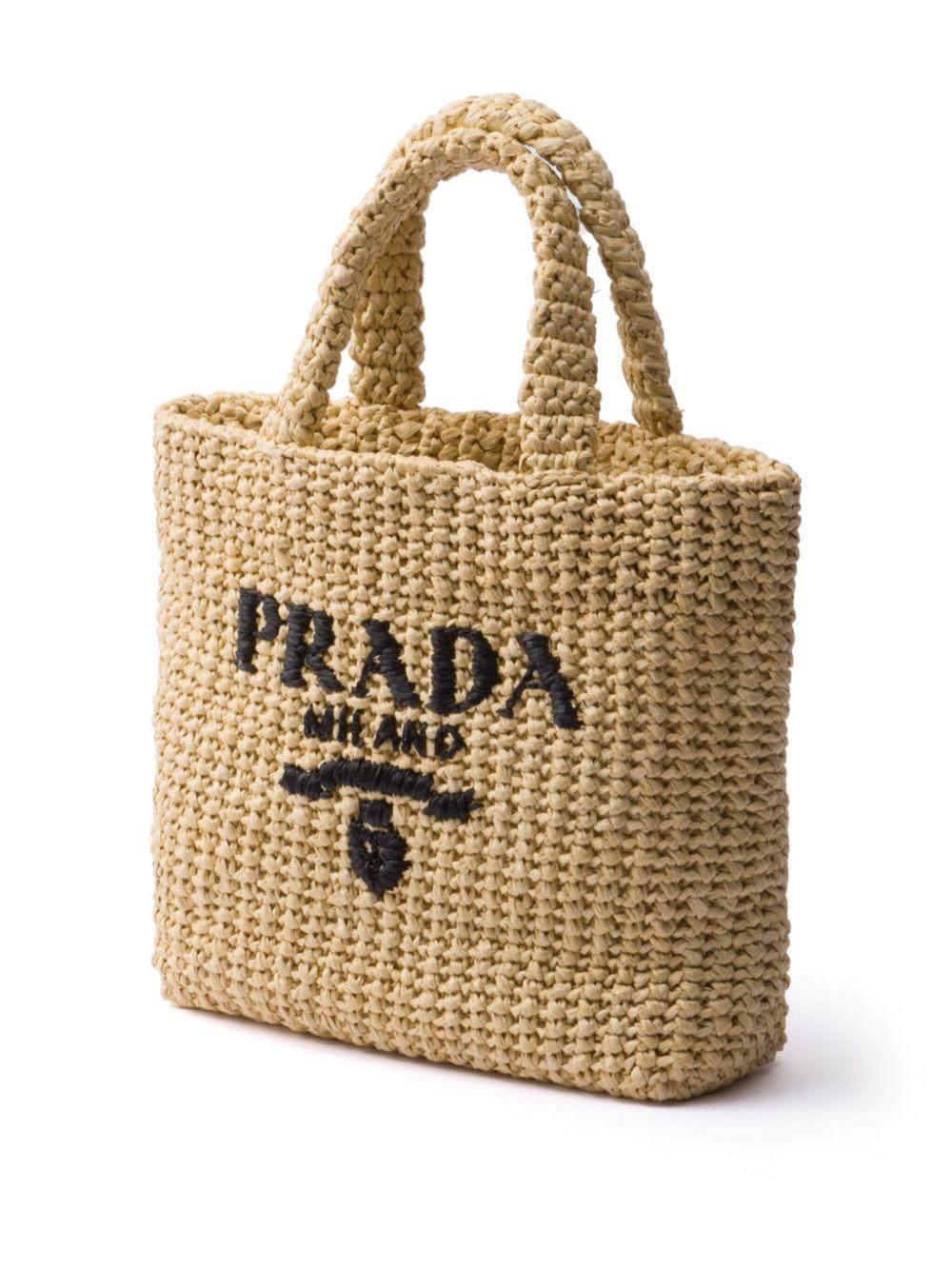 Logo-embroidered straw tote bag<BR/><BR/><BR/><BR/><BR/><BR/><BR/> 1BG422 2C2TF0018 PRADA