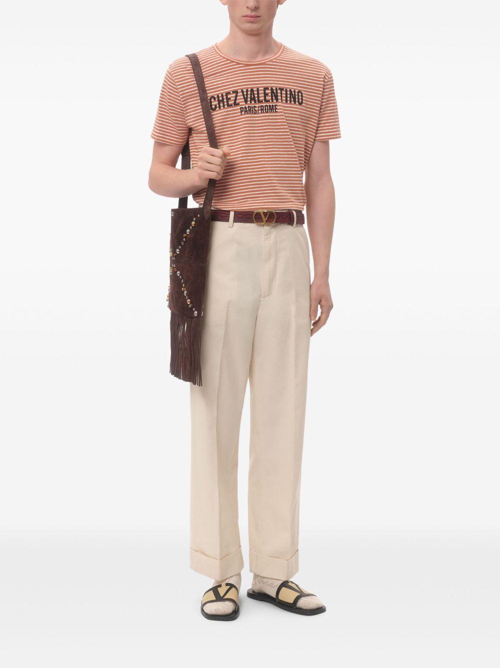 Chez Valentino-print striped T-shirt<BR/><BR/><BR/> 6V3MG16SAPY RGV VALENTINO GARAVANI
