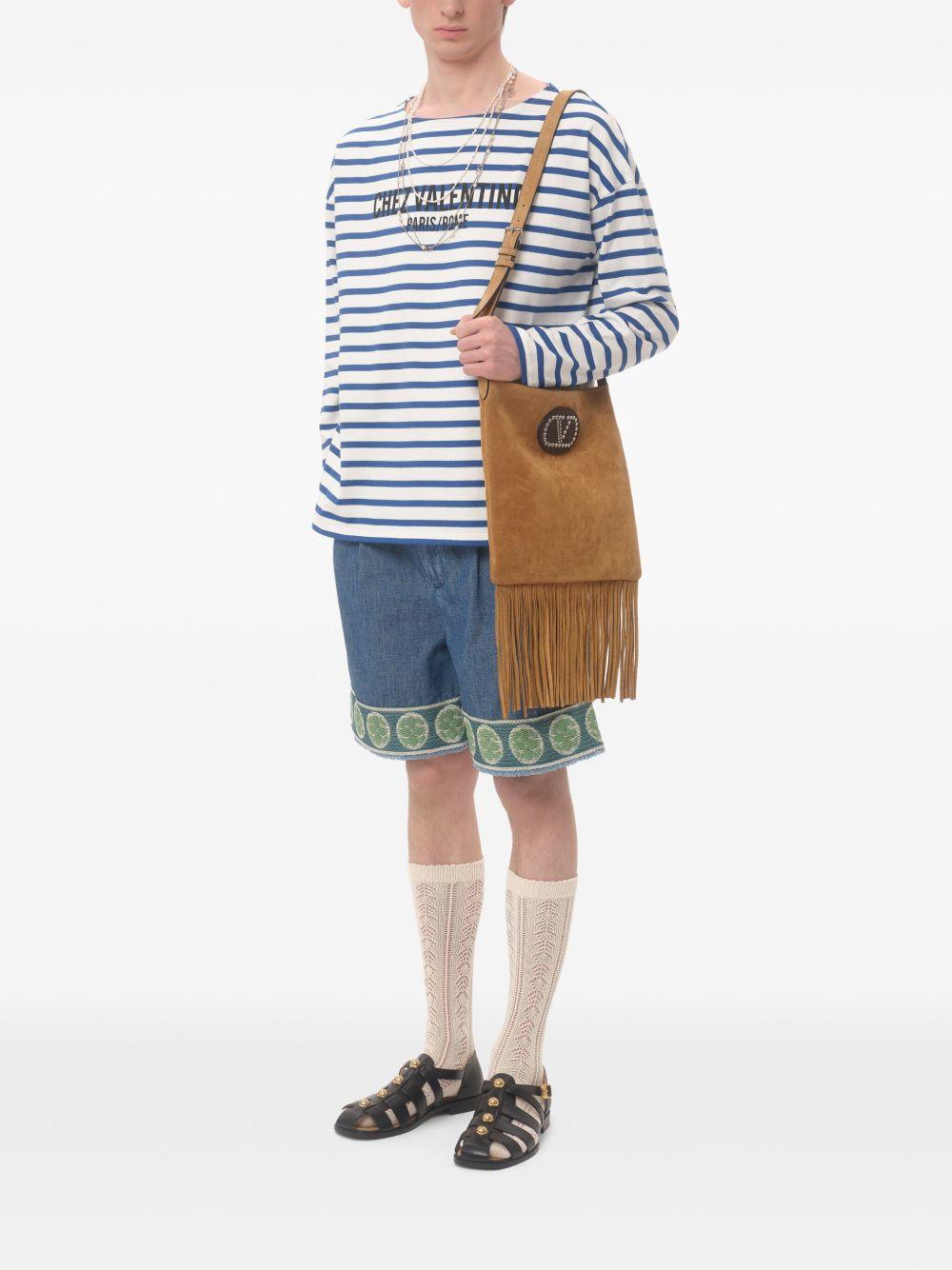 Chez Valentino-print striped T-shirt<BR/><BR/> 6V3MG16RAPV RGY VALENTINO GARAVANI