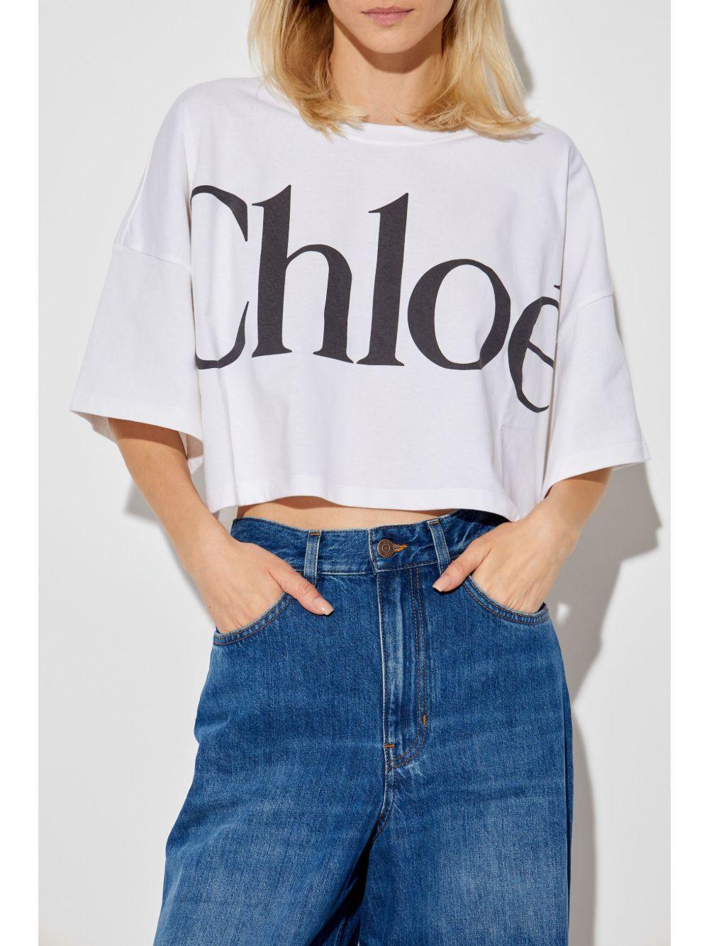 Short boxy T-shirt with logo CH24AJH09183 101 CHLOÉ