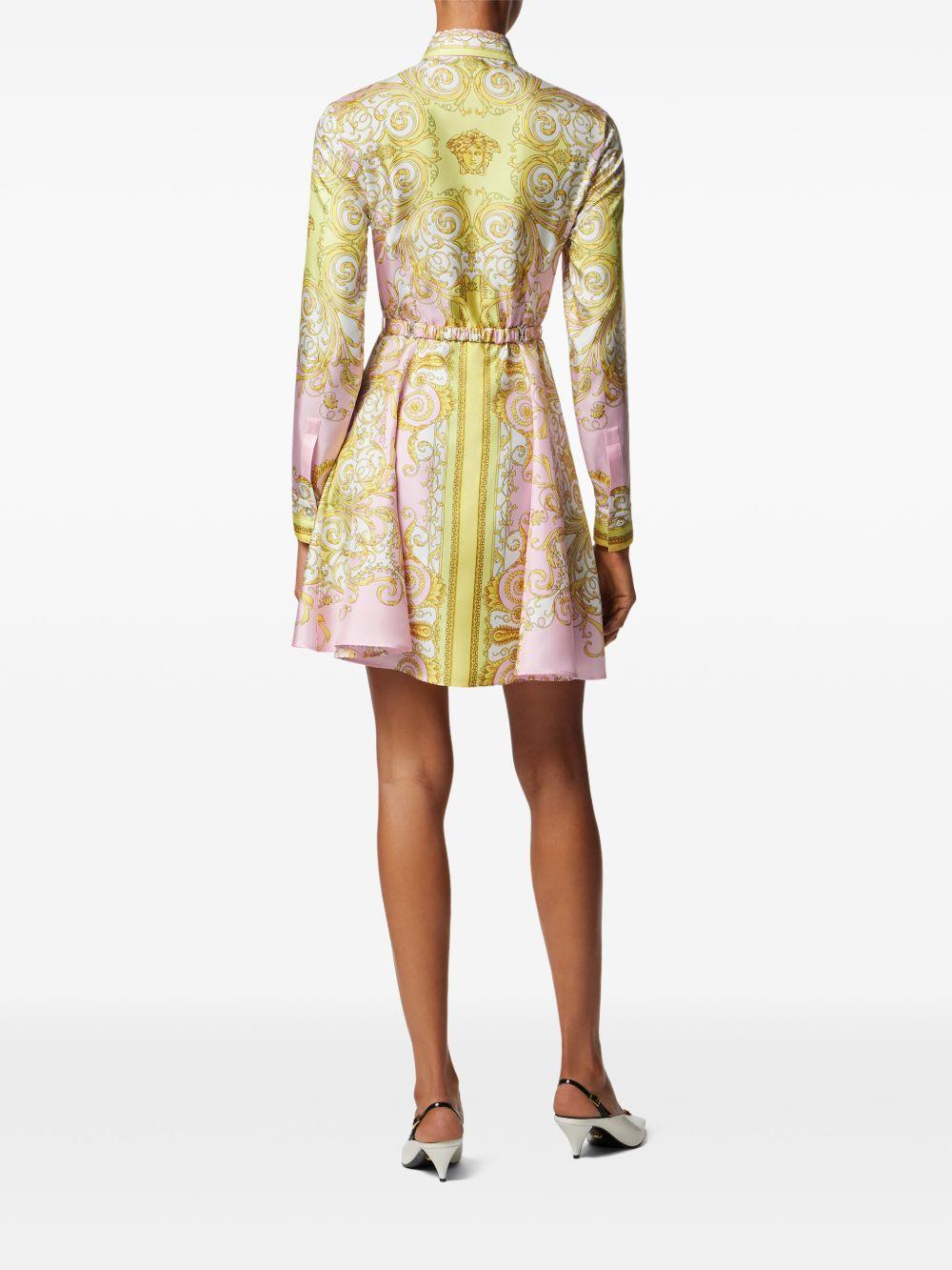 Printed Silk Twill Mini Shirt Dress 1018933 1A171655Y590 VERSACE