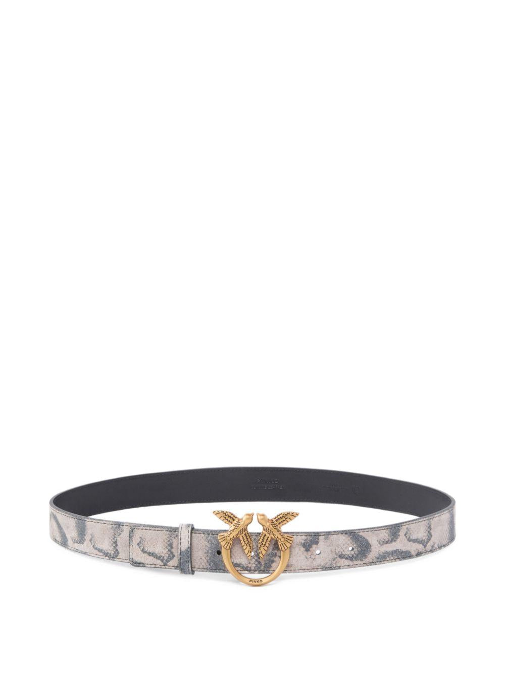 Belt with python print and 3 cm Love Birds buckle 100125 A35XH8RQ PINKO