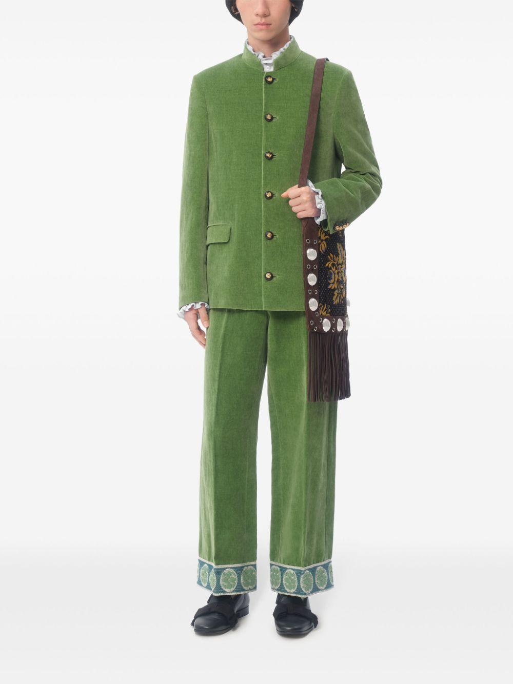 Jacquard-hem velvet trousers<BR/><BR/><BR/> 6V3RBJ74AM2 LR1 VALENTINO GARAVANI