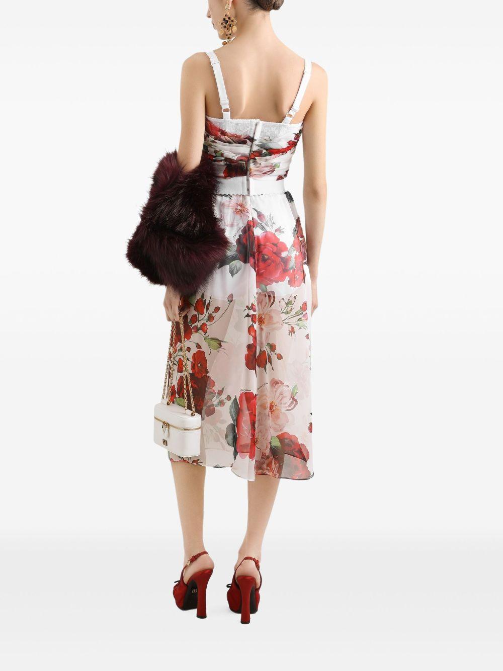 Rose-print marquisette and chiffon corset top F7AX5T IS1Y6HA5PD DOLCE & GABBANA