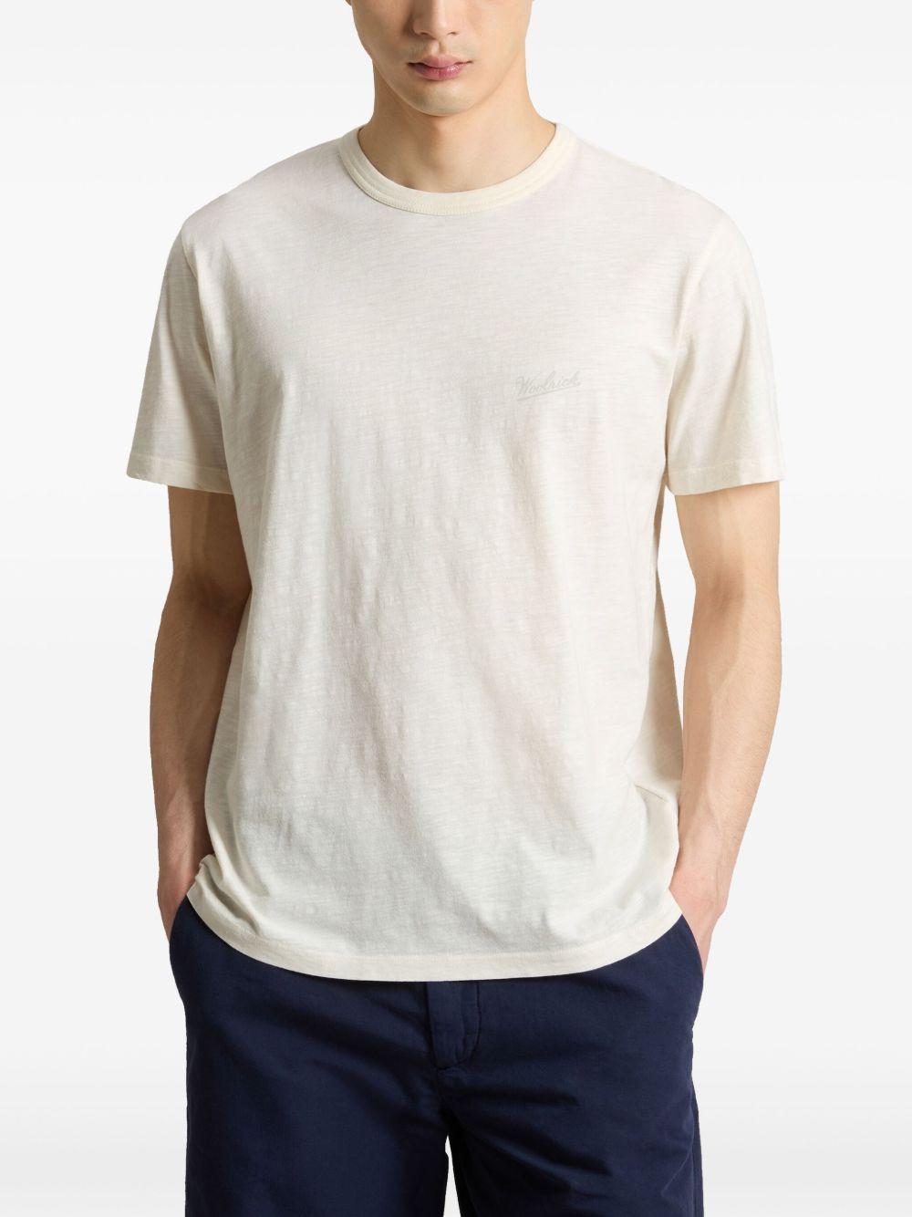Logo-embroidered T-shirt<BR/><BR/><BR/> CFWOTE0161MRUT4061 8887 WOOLRICH