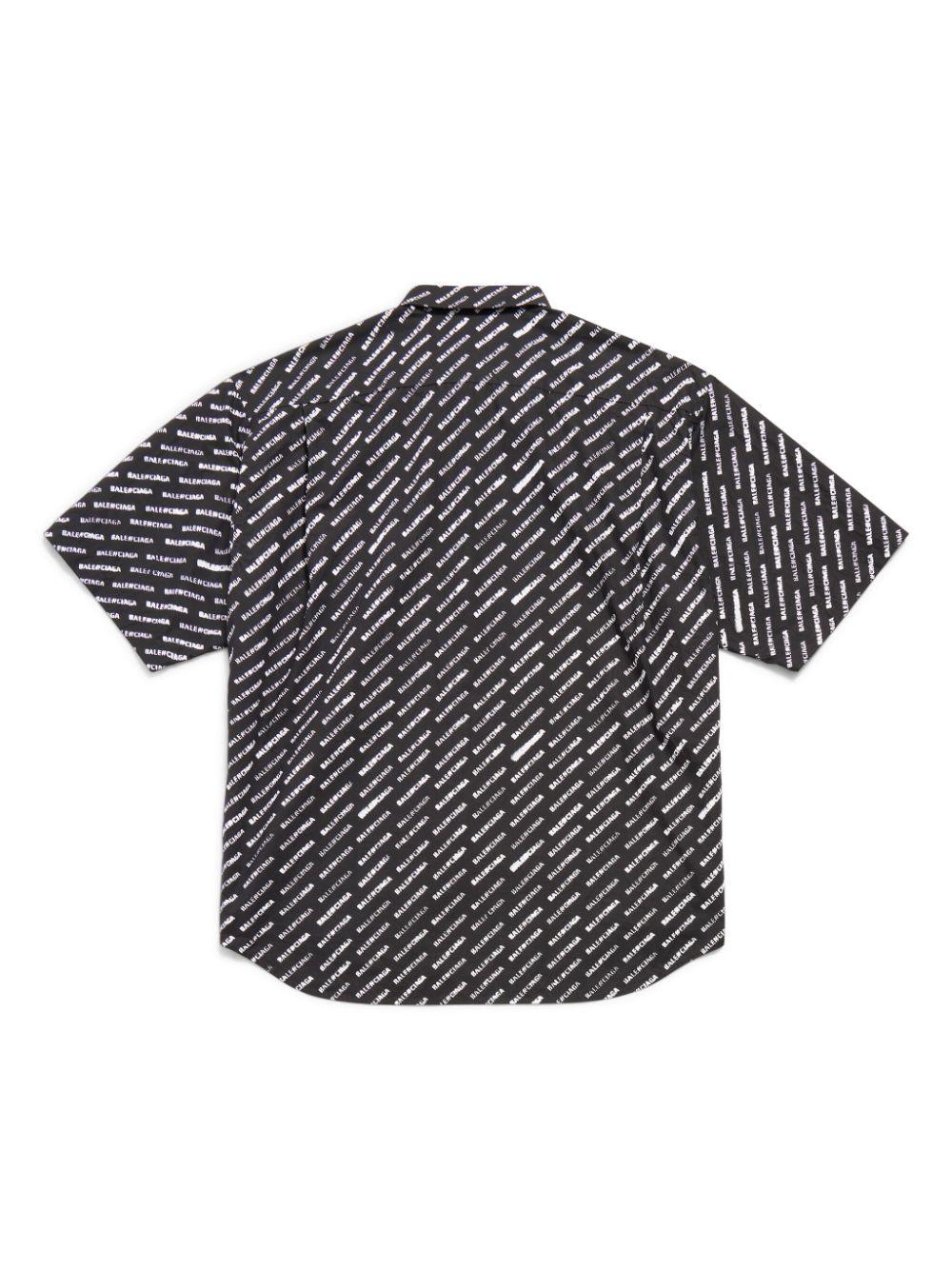 Stencil logo-print short-sleeve shirt<BR/><BR/><BR/> 681702 TQL071070 BALENCIAGA
