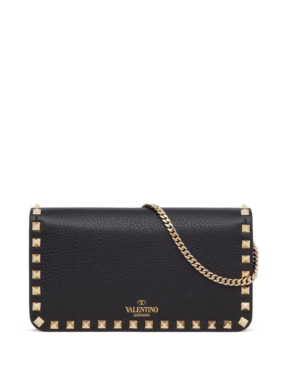 Rockstud leather clutch bag<BR/><BR/><BR/> 6W2P0S61VSH 0NO VALENTINO GARAVANI