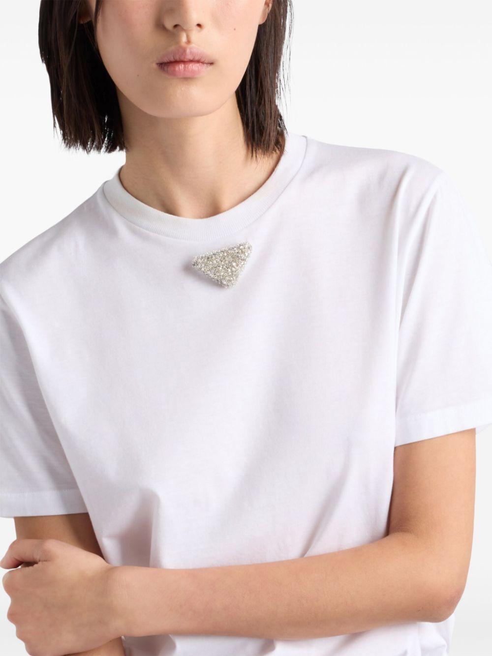 Triangle-embroidered T-shirt<BR/><BR/><BR/> 35838R 16DVF0009 PRADA