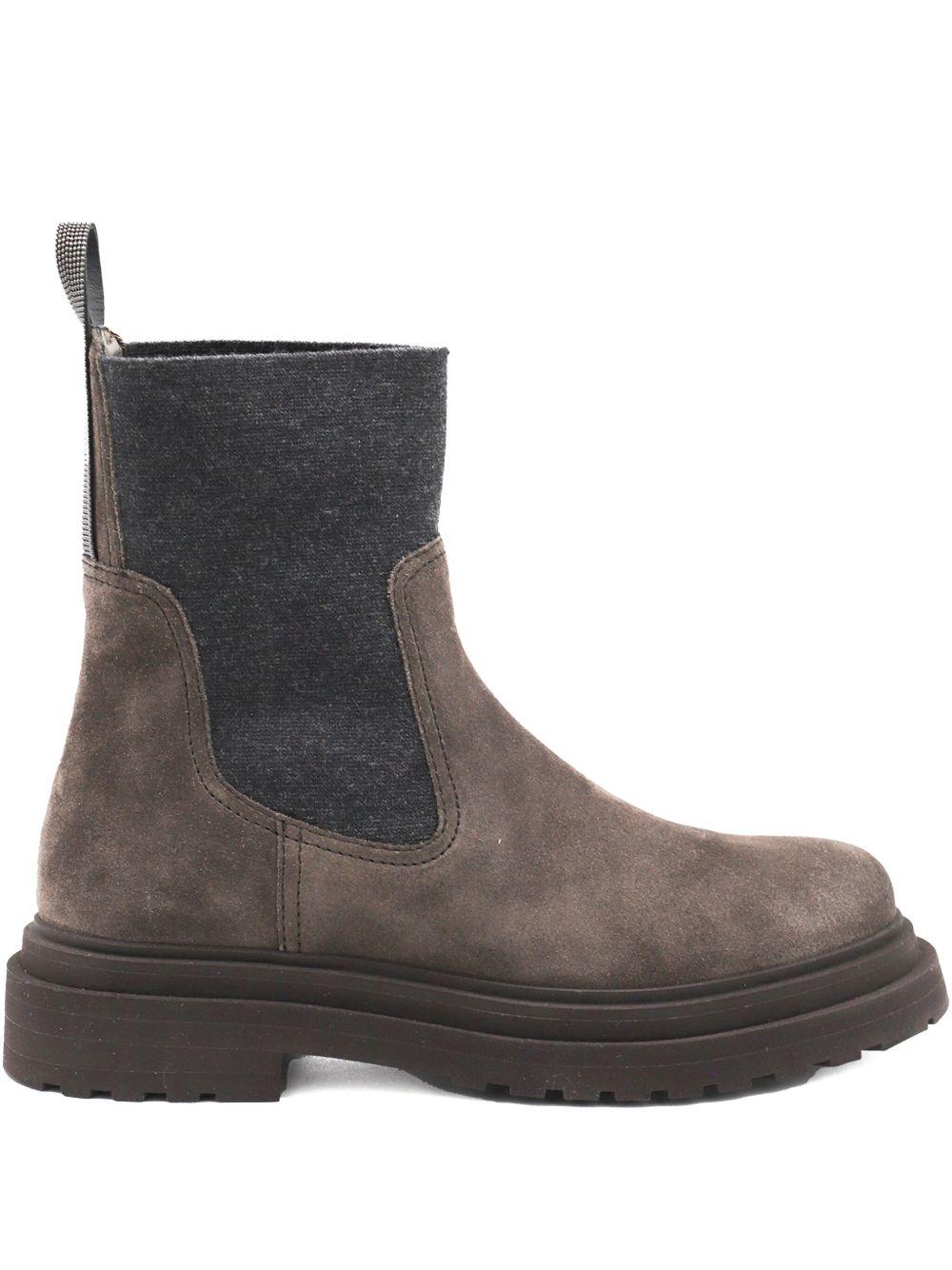Suede boots with knit inseert and precious loop detail MZSFG3034 C7284 BRUNELLO CUCINELLI