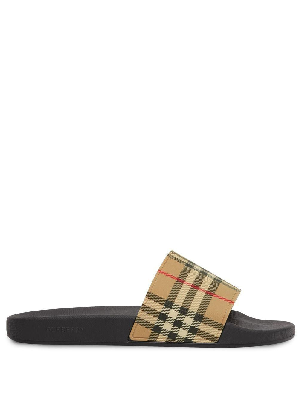 slide sandals with vintage heck motif 8056942 A7028 BURBERRY