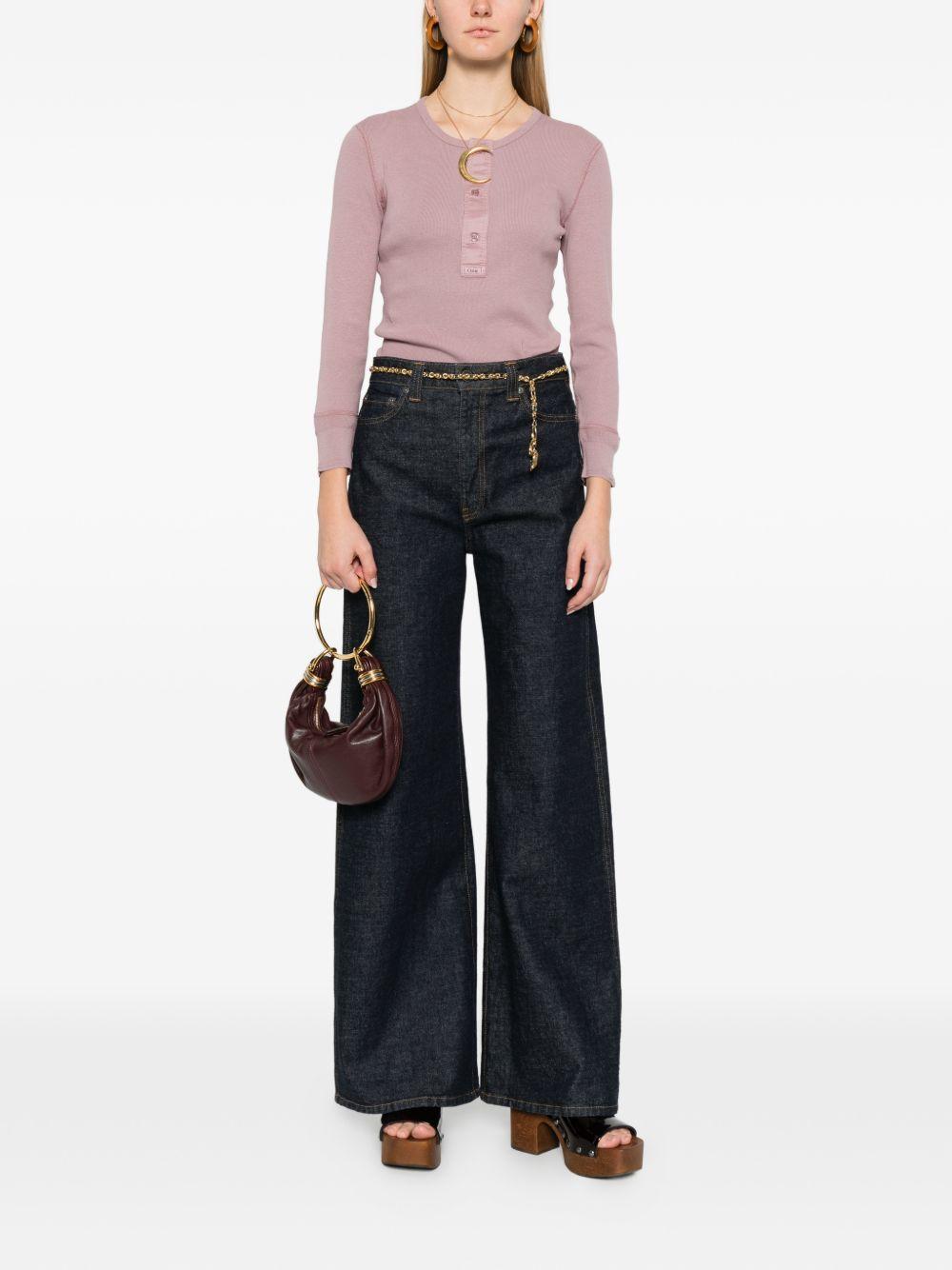 Fitted cotton jersey Henley shirt CH26SJH30185 50C CHLOÉ