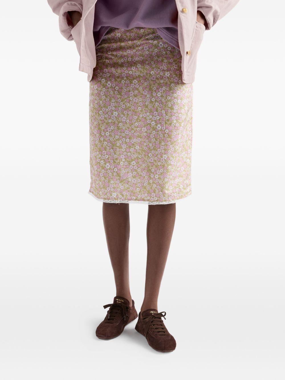 Floral print Re-Nylon midi-skirt 21H03719DI S-OOOF0E18 PRADA