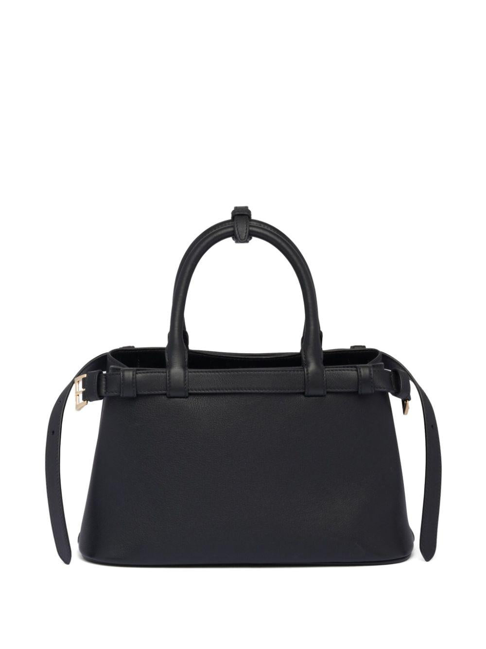 Logo-lettering leather tote bag<BR/><BR/><BR/> 1BA418 2CYSF0002 PRADA