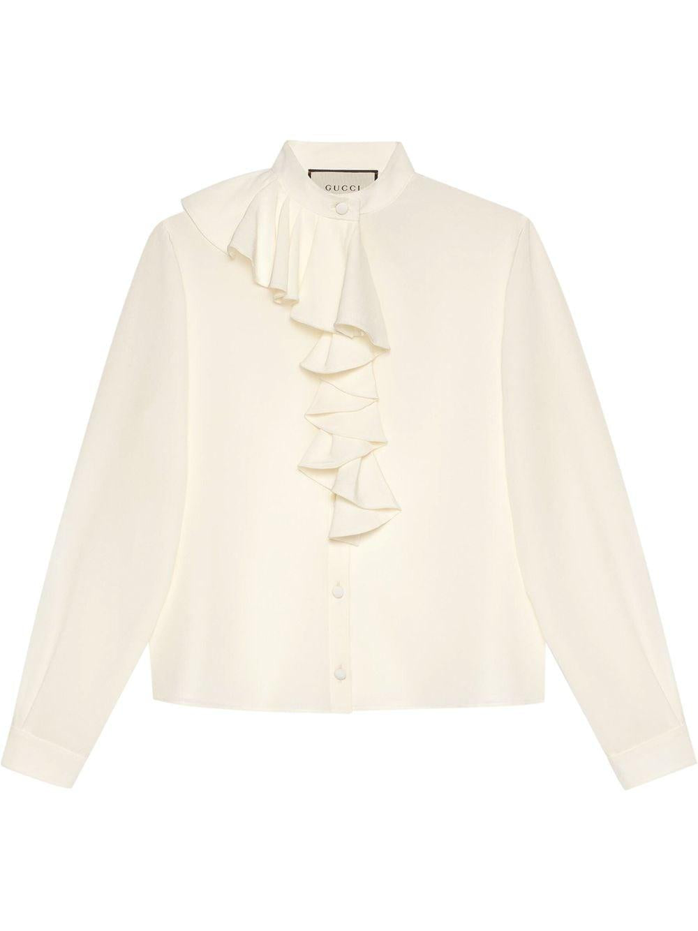 Blusa con ruches con colletto alla coreana 642439 ZAAOG9154 GUCCI
