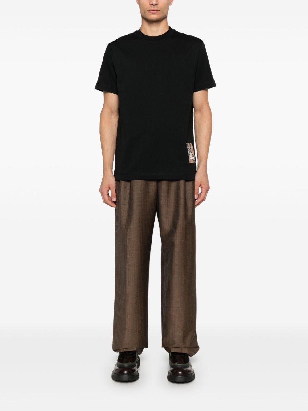 Check-logo patch cotton T-shirt<BR/><BR/><BR/> 8104889 A1189 BURBERRY