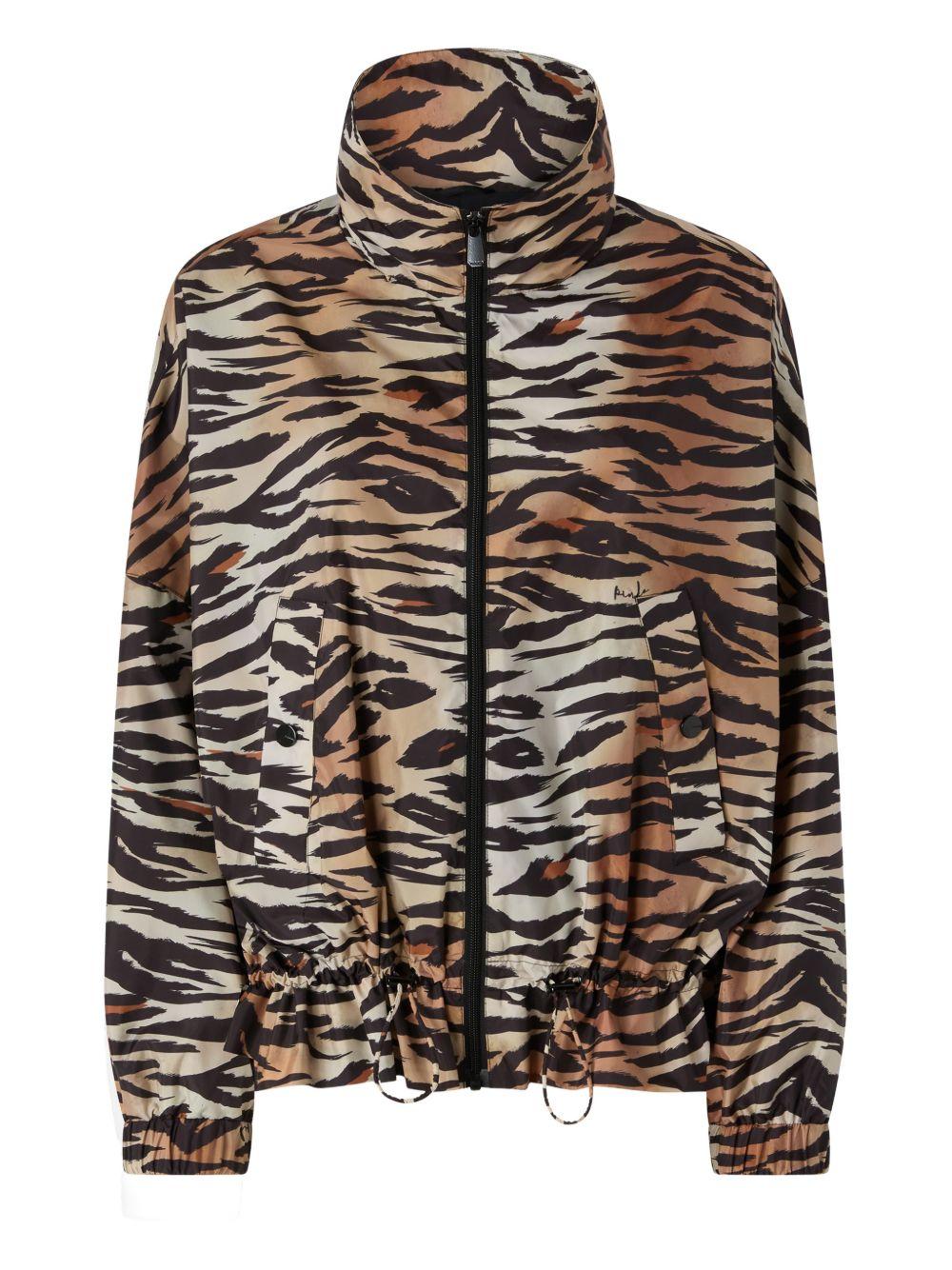 Zip-up jacket with tiger print 106264 A333ZC8 PINKO