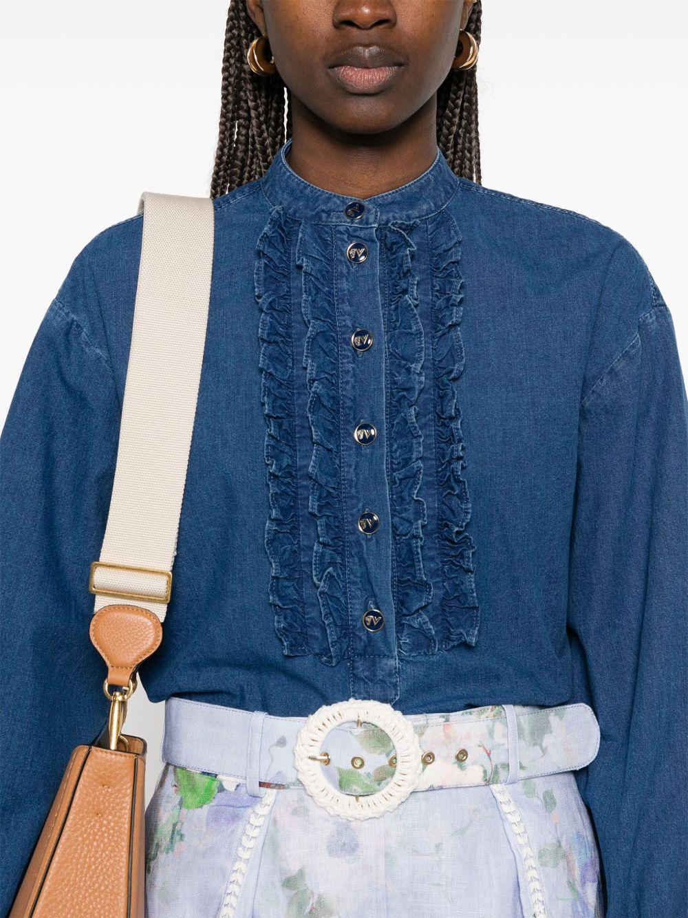 Denim shirt with ruffles<BR/><BR/><BR/> 6B3DB02X94C 558 VALENTINO GARAVANI