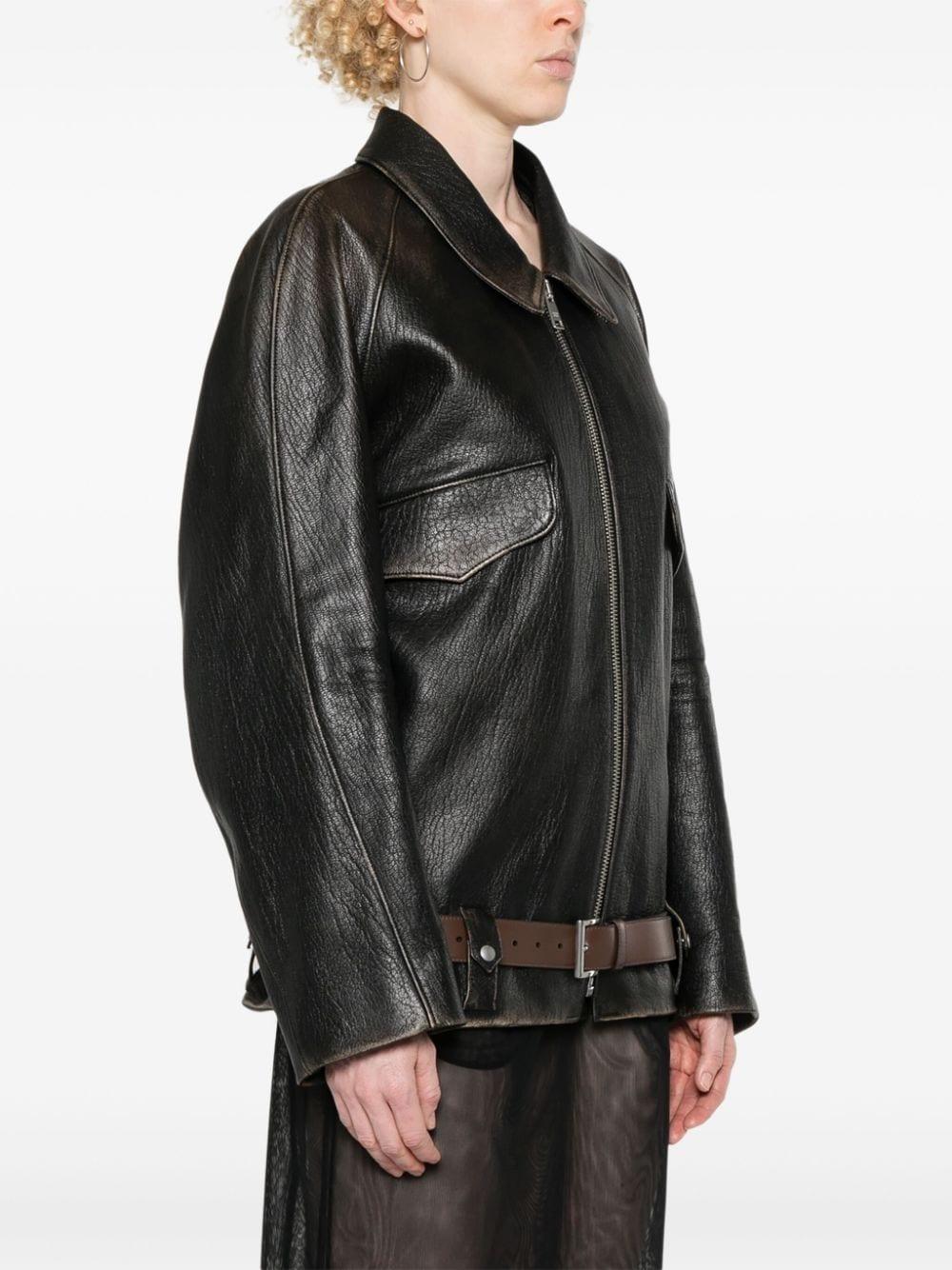 Belted leather jacket<BR/><BR/><BR/> 58A170 1455F0002 PRADA
