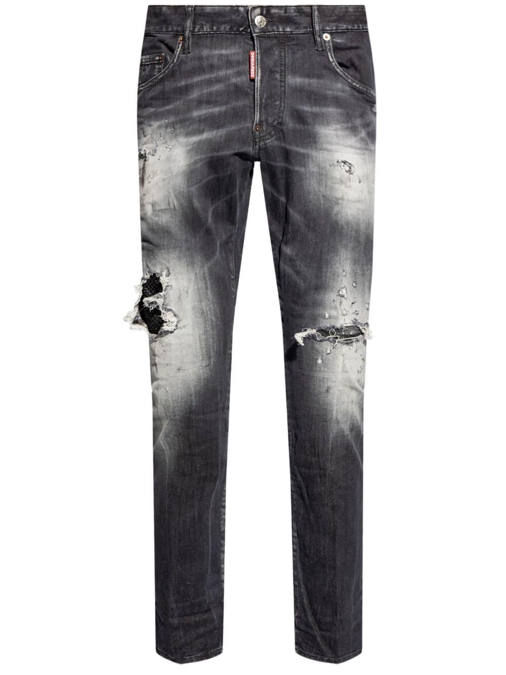 Distressed straight-leg jeans<BR/><BR/><BR/> S74LB1595 S30503900 DSQUARED2