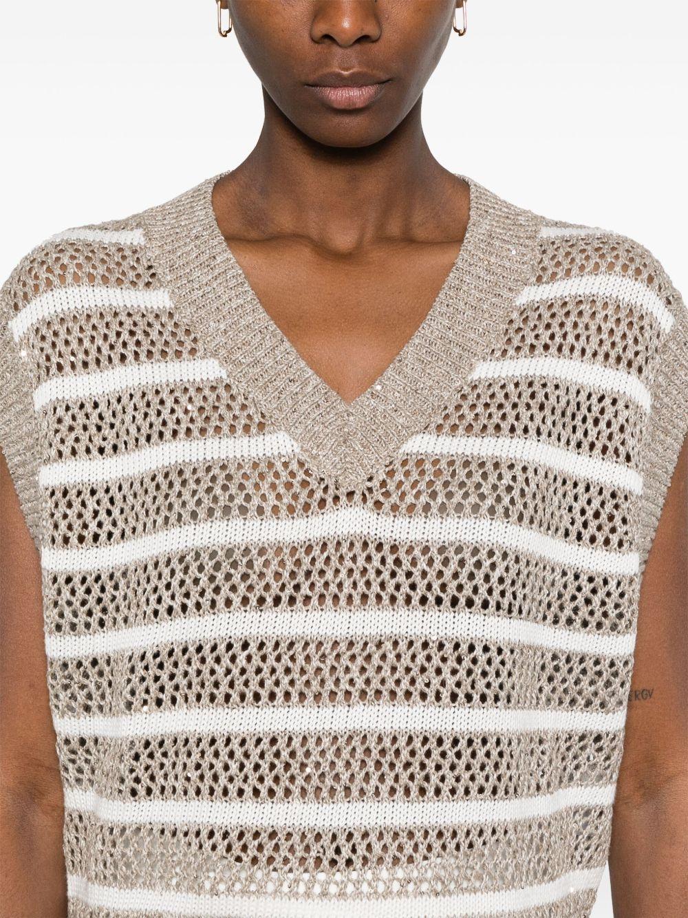 Sequined knitted vest<BR/><BR/><BR/> MCO558902 CKE88 BRUNELLO CUCINELLI