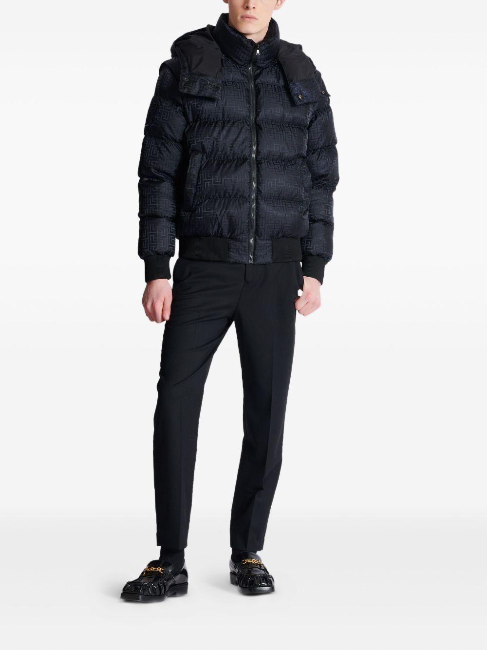 Cropped monogram jacquard padded jacket FH1TP161XB11 EAP BALMAIN
