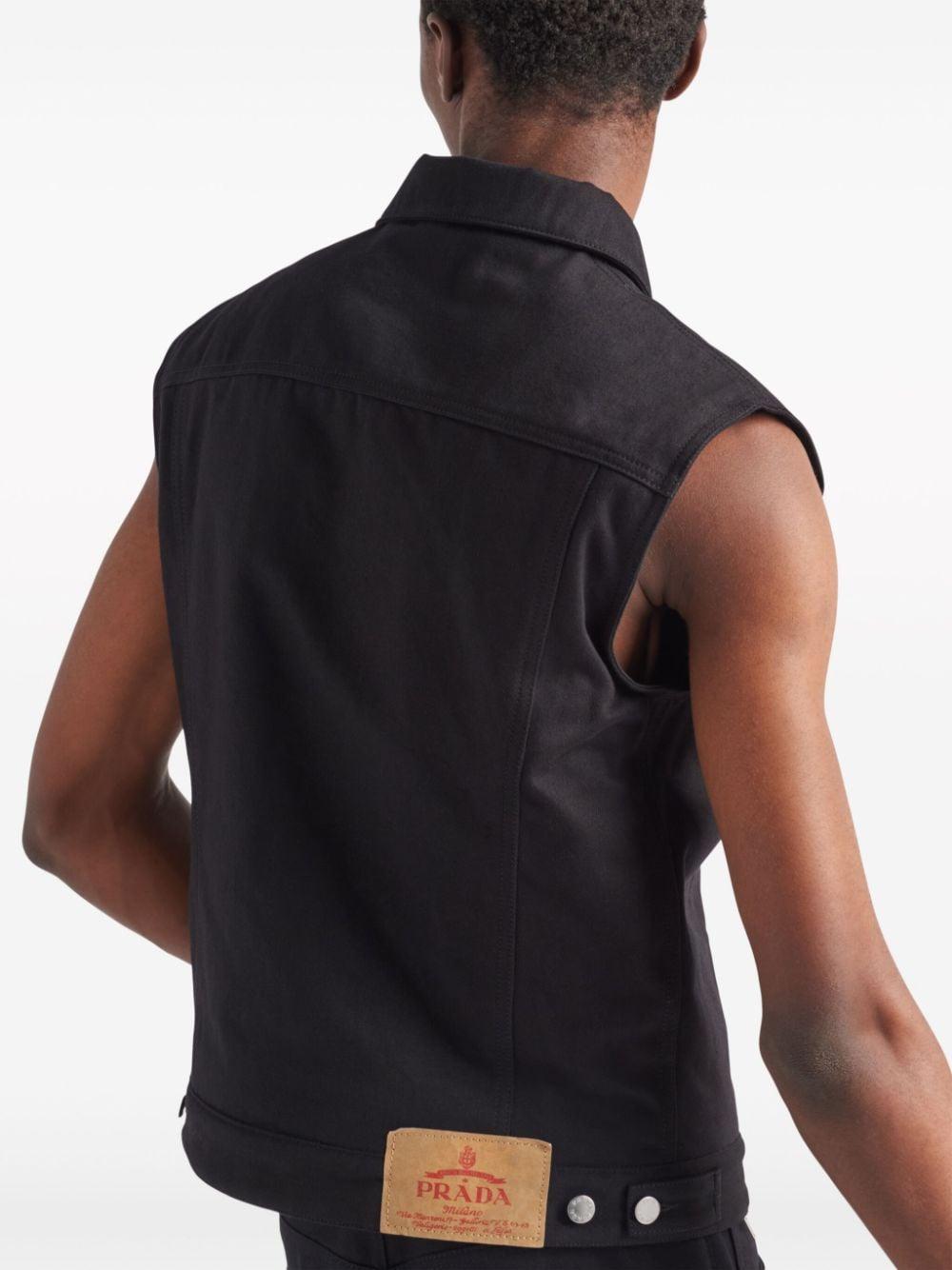 Cotton denim quilted lining vest GEB235 1ZFBF0557 PRADA