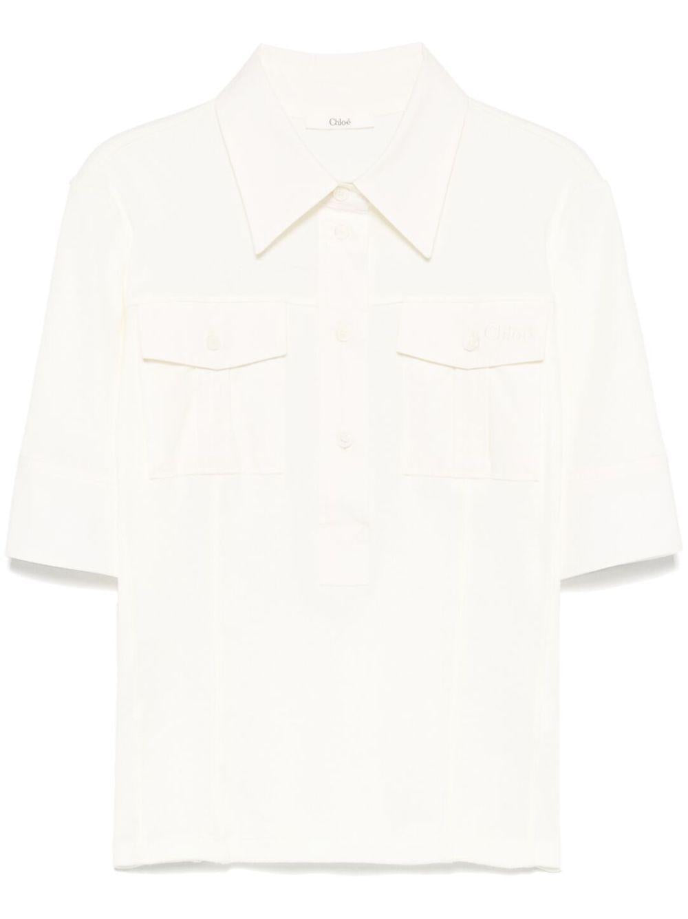 Logo-embroidered polo top<BR/><BR/> CH25SJH13182 103 CHLOÉ