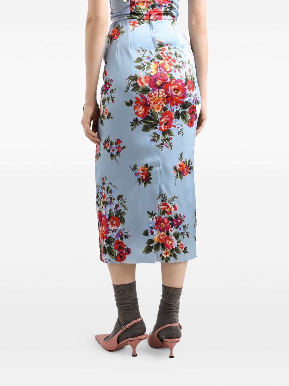 Flower bouquet-print satin dress F610GT FSICEHC5ZO DOLCE & GABBANA