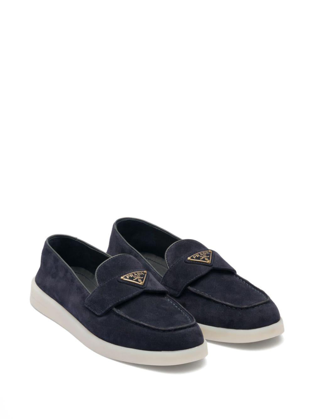 Enamel triangle-logo leather loafers<BR/><BR/><BR/> 1D222N 3LOLF0008 PRADA