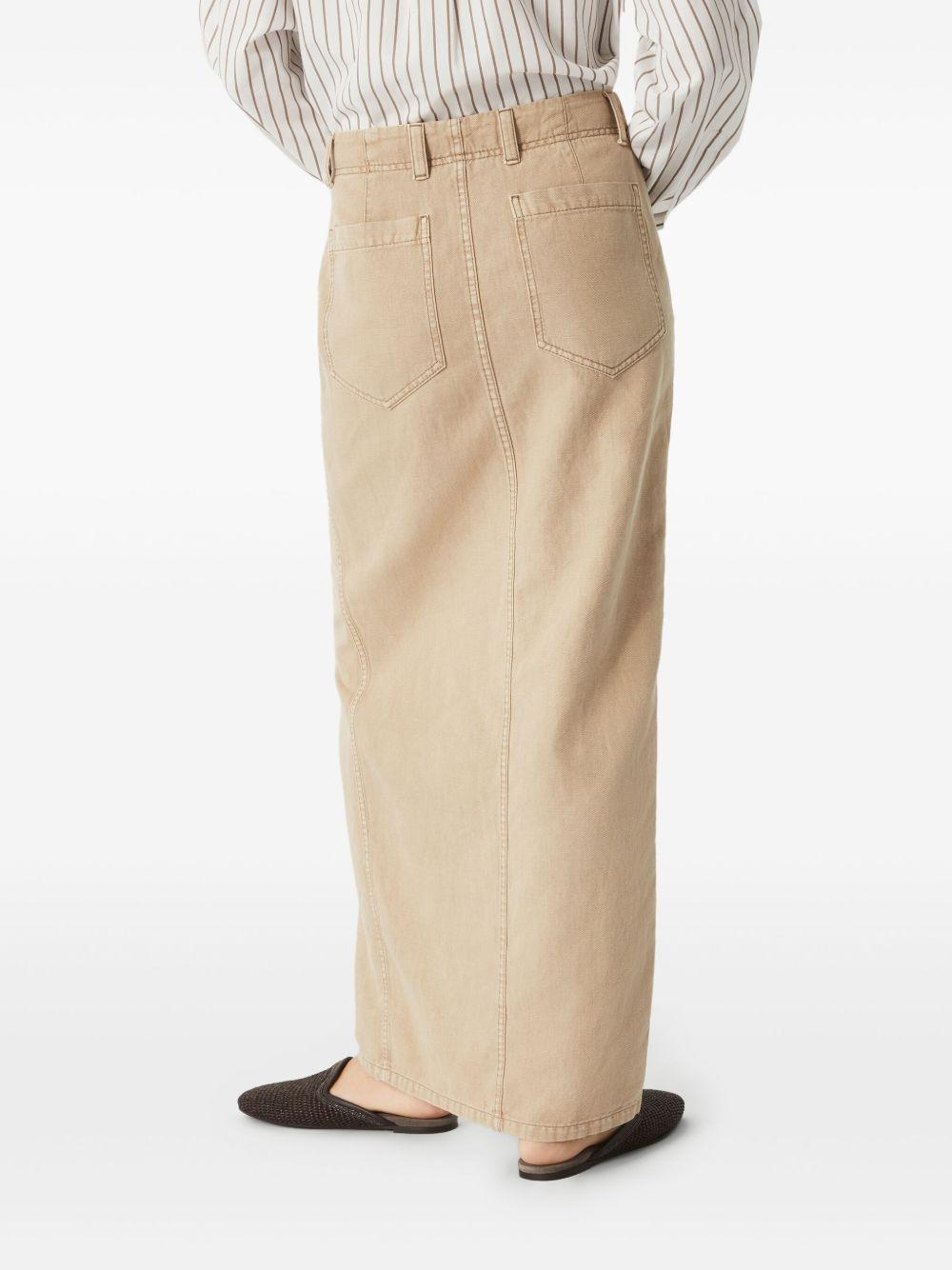 Chino skirt in garment-dyed cotton and linen cover ML996G3822 C2910 BRUNELLO CUCINELLI