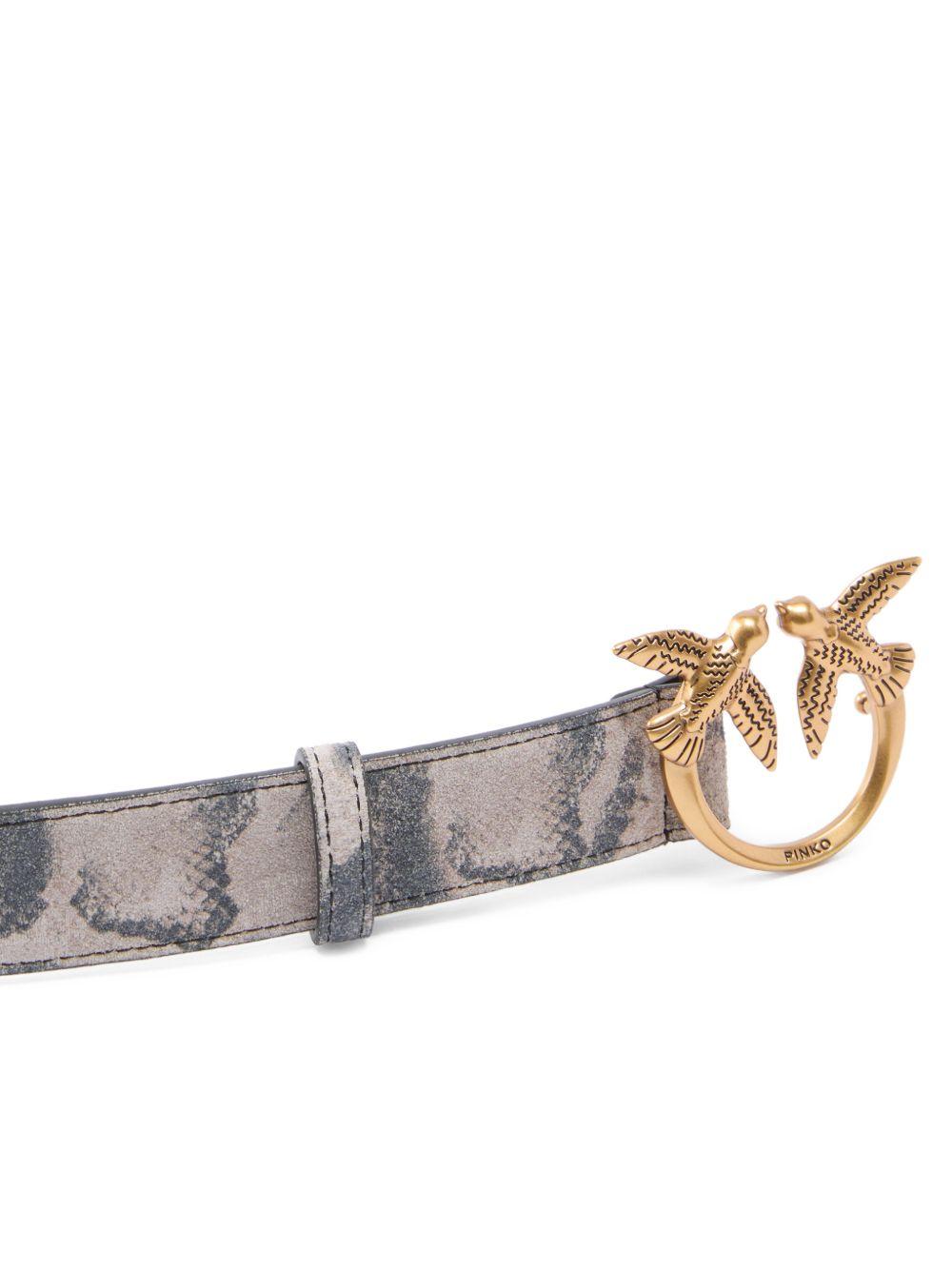 Belt with python print and 3 cm Love Birds buckle 100125 A35XH8RQ PINKO