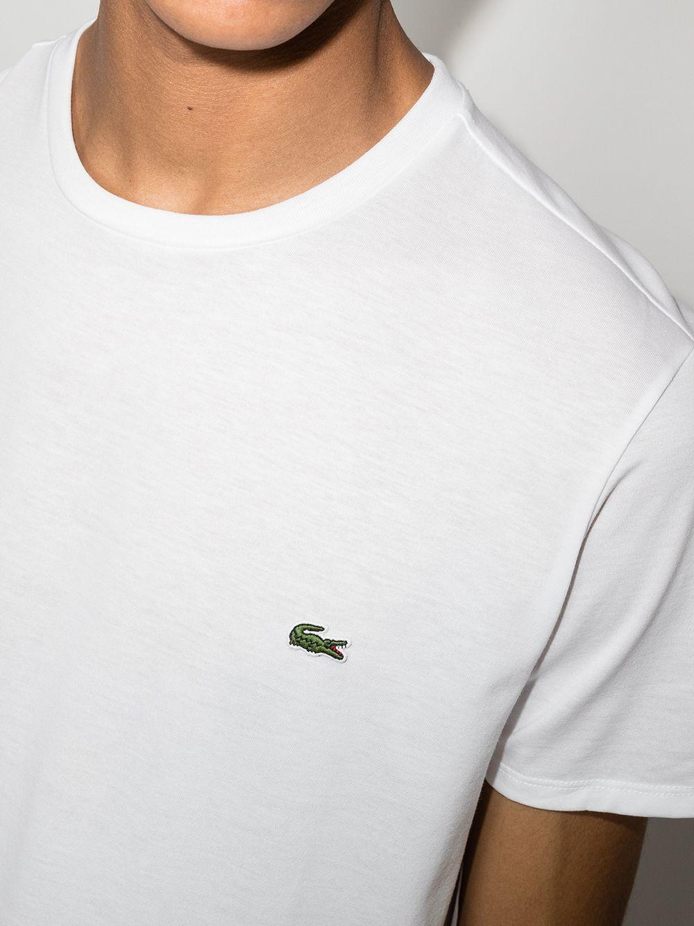 White Pima cotton logo-embroidered crew-neck T-shirt TH6709 001 LACOSTE