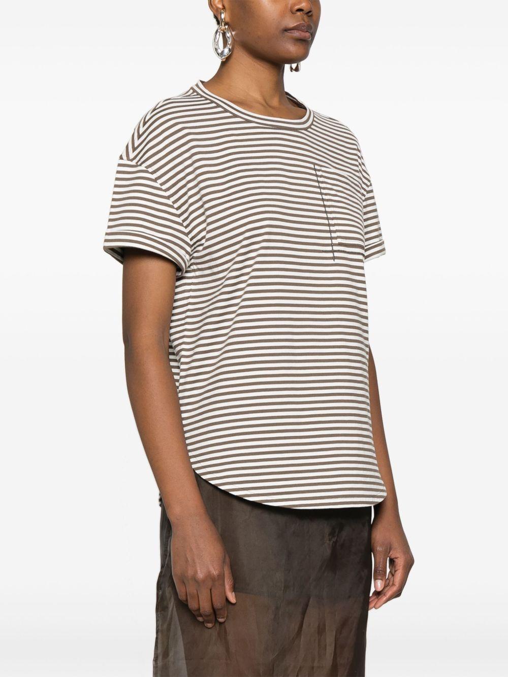 Striped cotton jersey T-shirt with shiny pocket detaiL ML929HA820 C004 BRUNELLO CUCINELLI