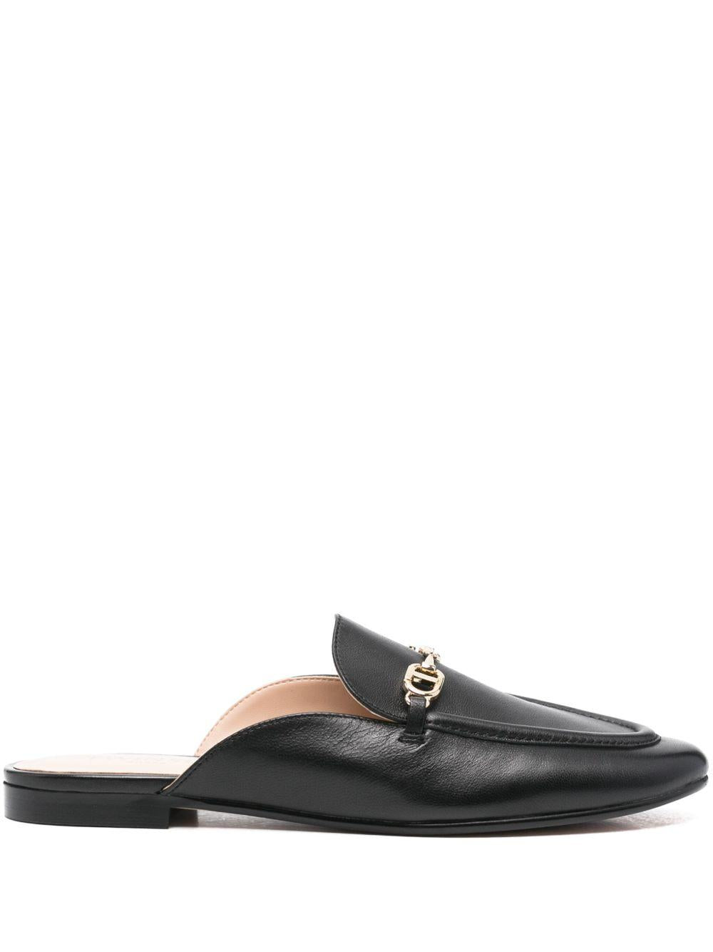 Black Mules with Logo Plaque<BR/><BR/> 251TCP136 00006 TWINSET