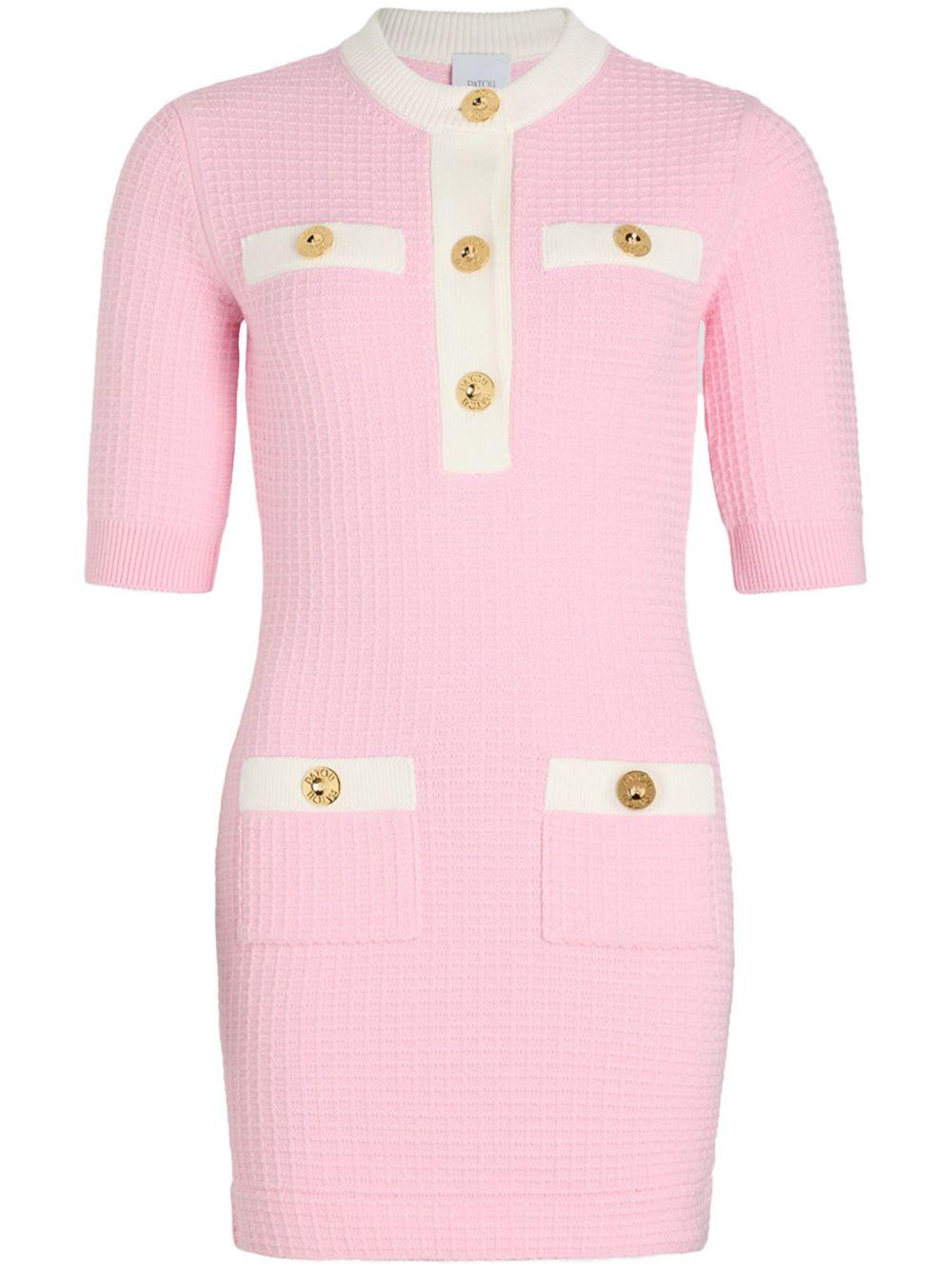 Waffle-knit cotton mini dress<BR/><BR/> KN2398087 455P PATOU