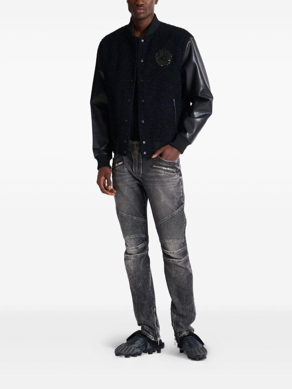 Slim-fit biker trousers in denim FH1MG115DF82 9AZ BALMAIN