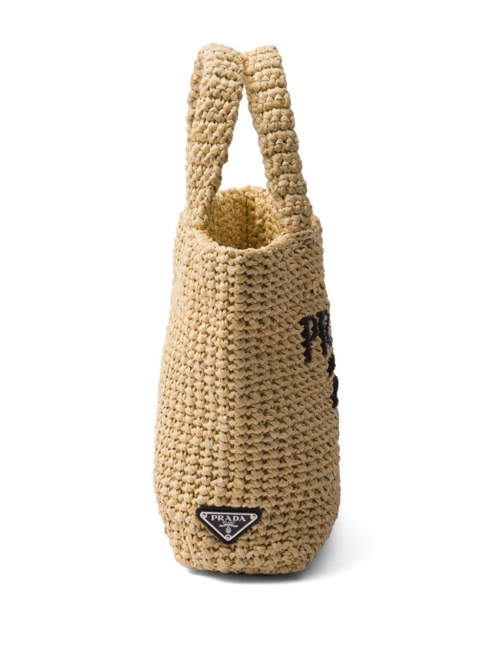 Logo-embroidered straw tote bag<BR/><BR/><BR/><BR/><BR/><BR/><BR/> 1BG422 2C2TF0018 PRADA