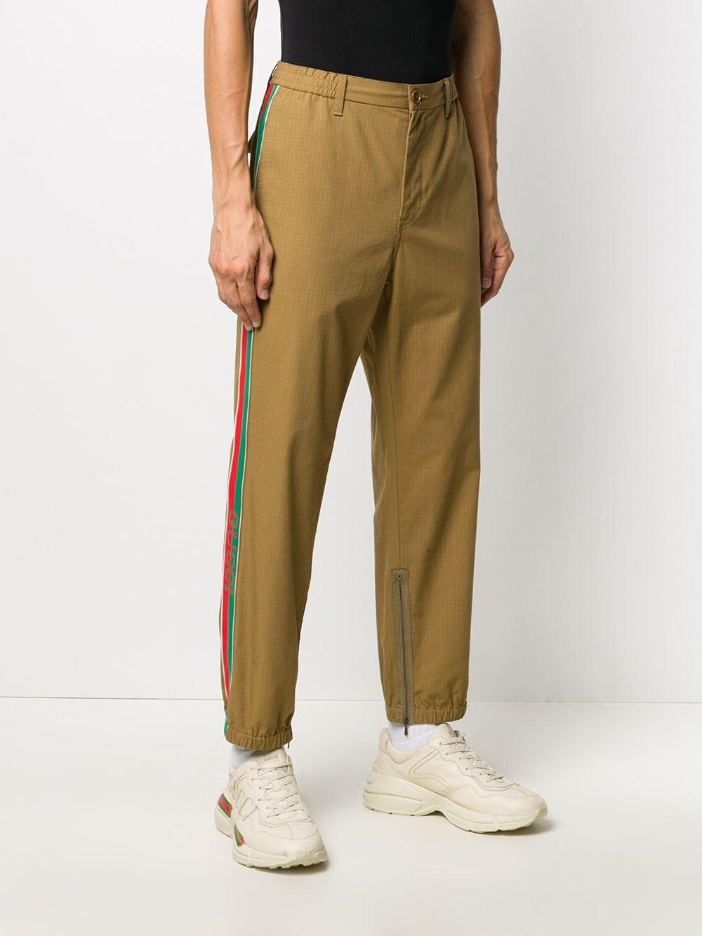 Neutral cotton logo-stripe trousers 615775 XDBBH2109 GUCCI