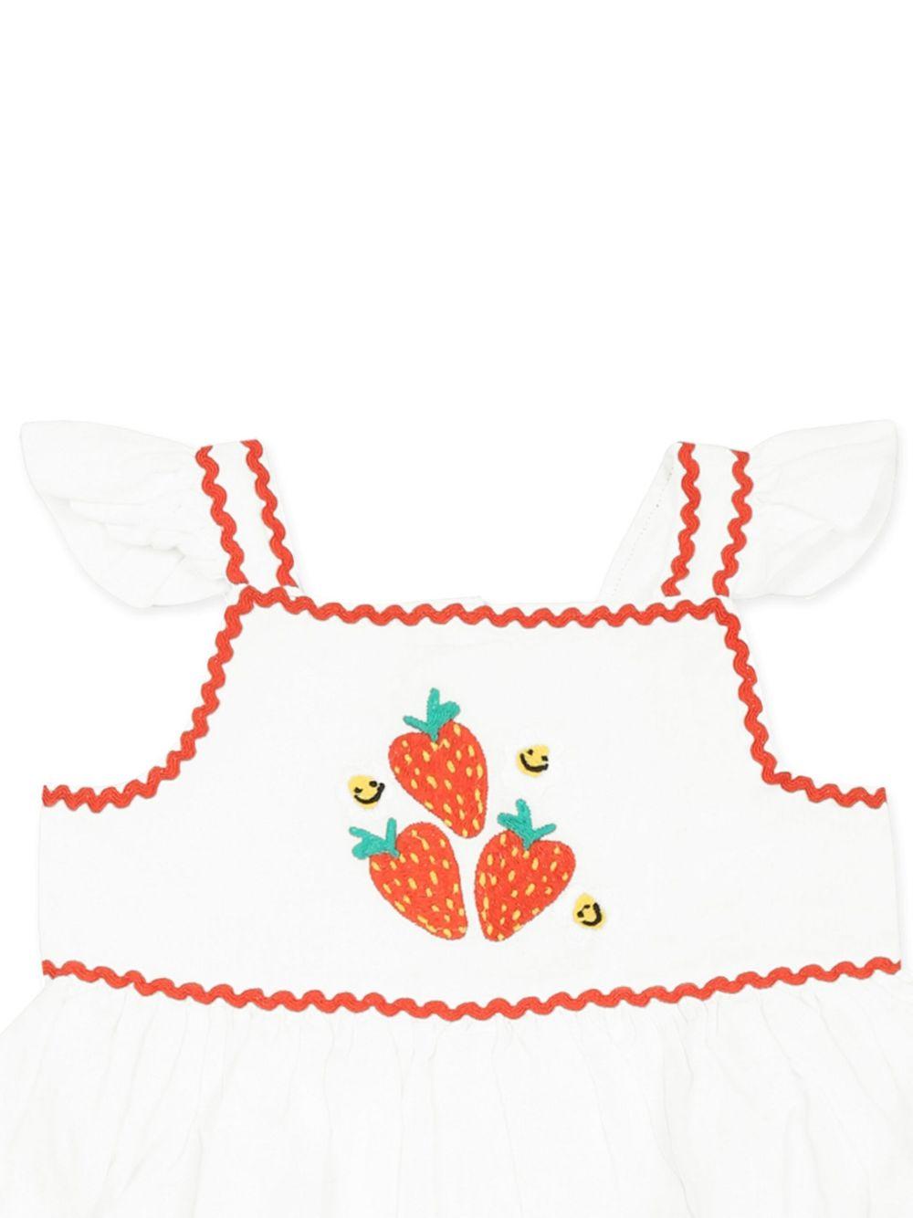 Strawberry embroidered cap-sleeve dress TW1072 Z0138101 STELLA McCARTNEY KIDS
