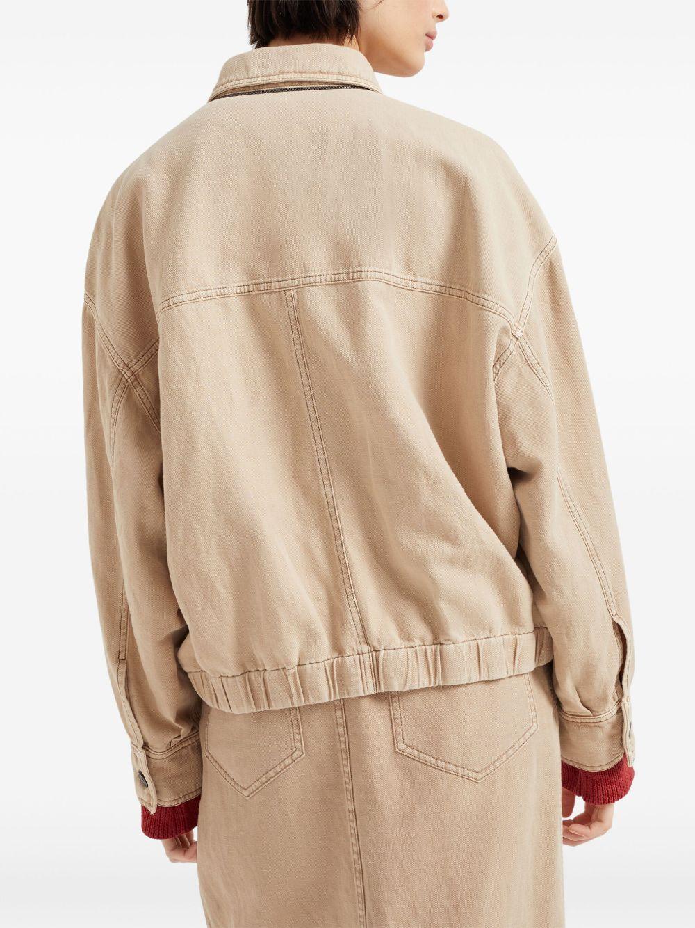 Four-pocket jacket in garment-dyed cotton-linen cover-up with monile ML996FX716 C2910 BRUNELLO CUCINELLI