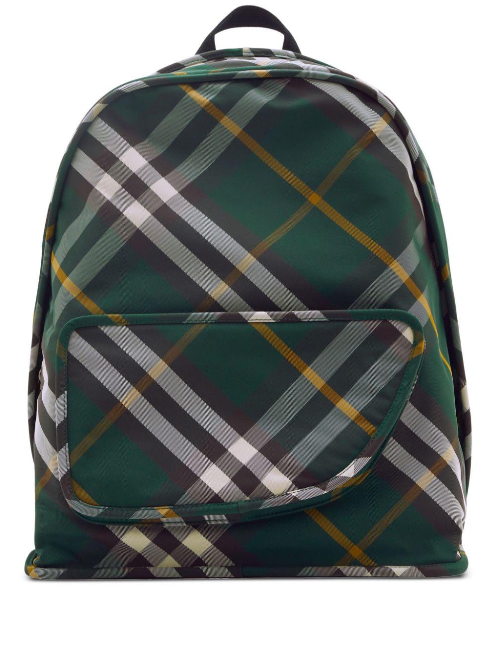 Shield checkered woven backpack<BR/><BR/><BR/> 8080679 B8636 BURBERRY