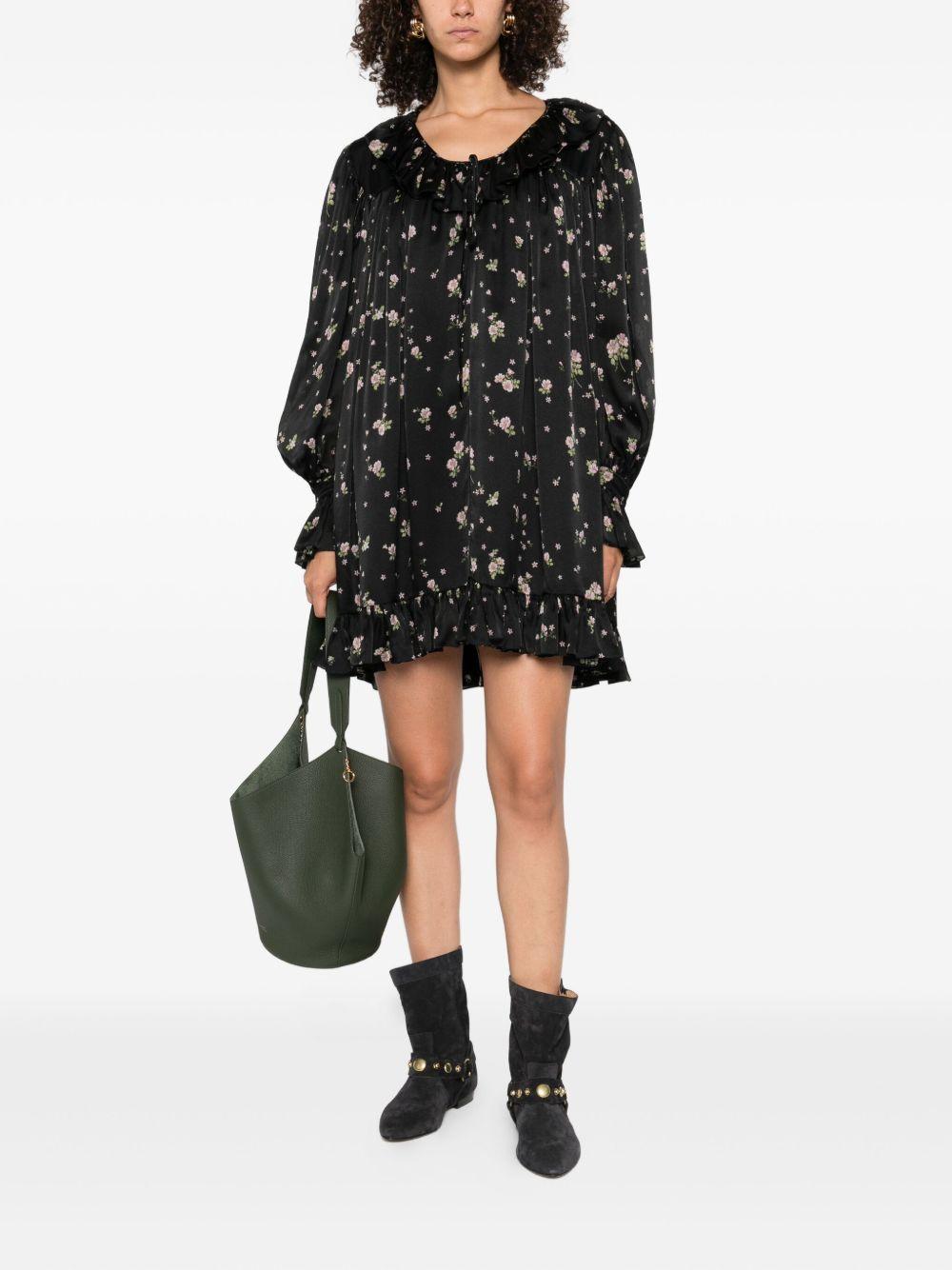 Gathered long-sleeve mini dress in silk charmeuse CH25ARO26481 001 CHLOÉ