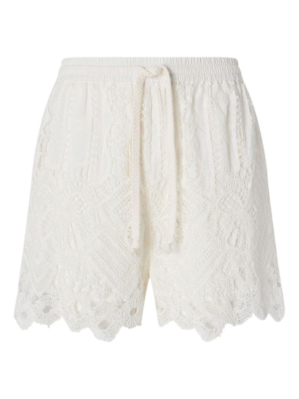 Perforated macramé shorts 104856 A2G9Z05 PINKO