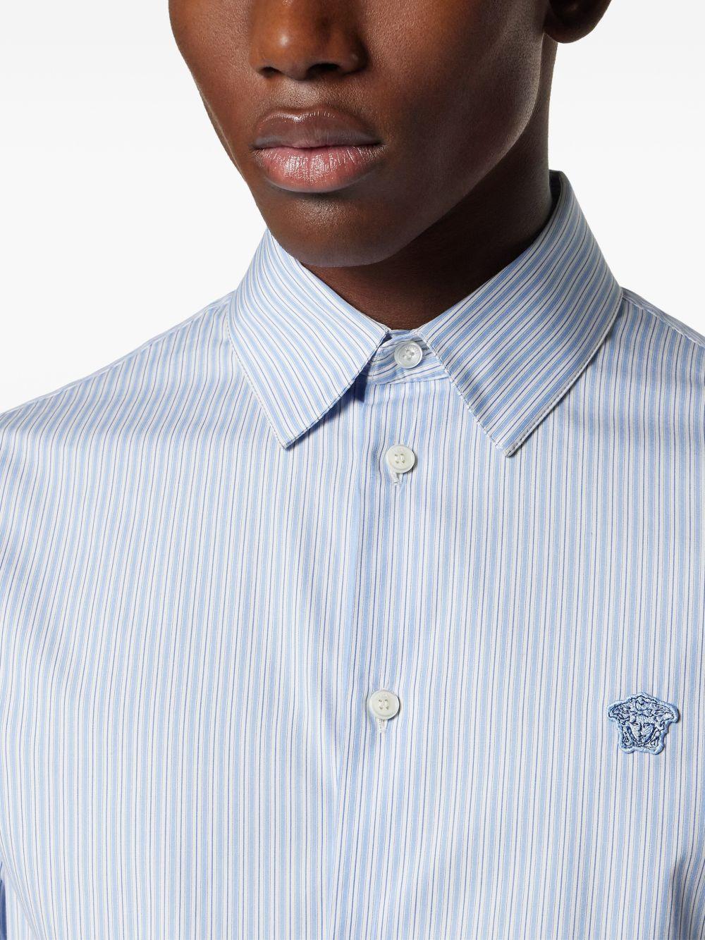 Striped Cotton-Poplin Slim Shirt 1018874 1A164762VM60 VERSACE