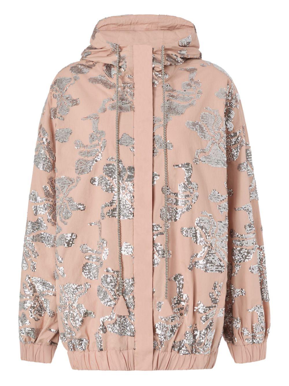 Bomber jacket with floral sequin embroidery 106507 A367NS3 PINKO