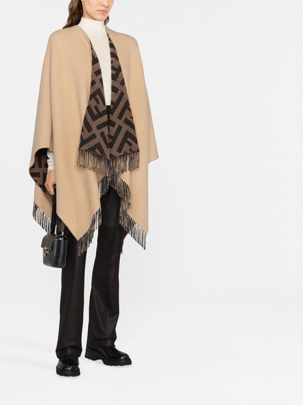 Double-fast poncho with fringes FXX715 AEOWF0DKM FENDI