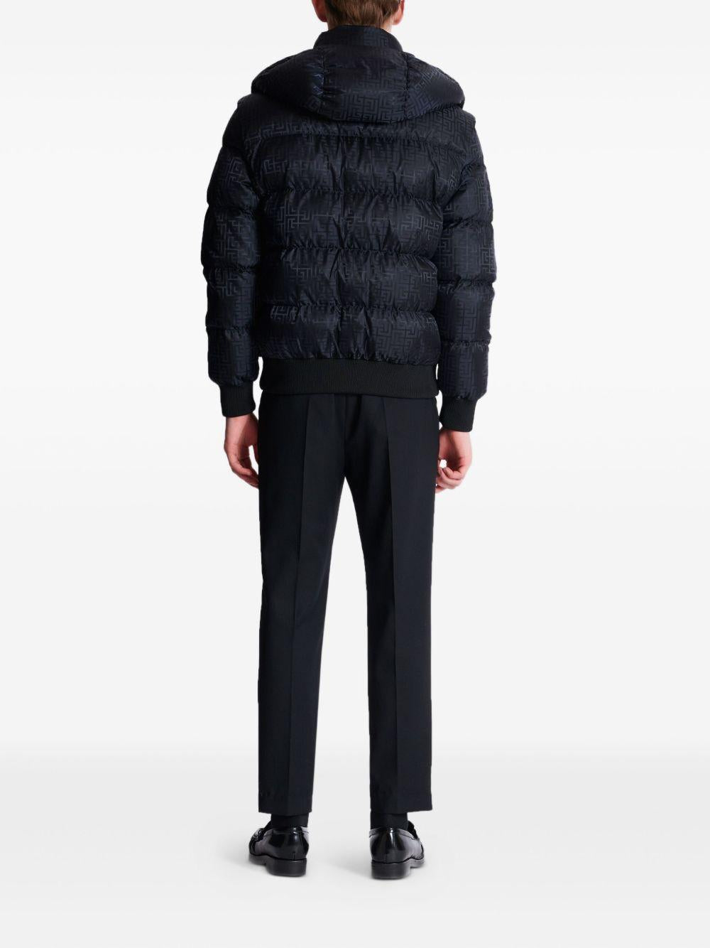 Cropped monogram jacquard padded jacket FH1TP161XB11 EAP BALMAIN