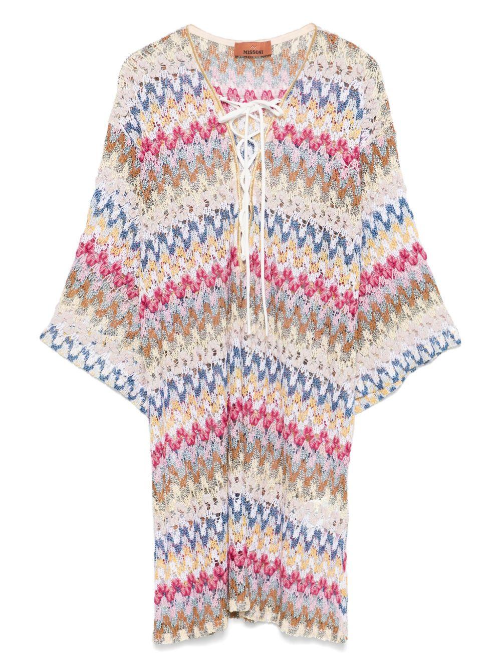 Short kaftan cover-up in viscose lamé lace<BR/><BR/><BR/> MC23SQ08 BR0000S01FQ MISSONI